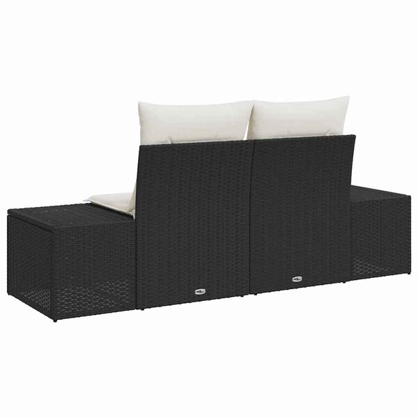 vidaXL Canap&eacute; de jardin avec coussin Noir 184 x 62 x 69 cm polyrotin