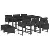 vidaXL Ensemble &agrave; manger de jardin 11 pcs coussins noir r&eacute;sine tress&eacute;e