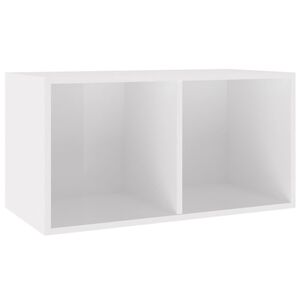 vidaXL Bo&icirc;te de rangement de vinyles Blanc brillant 71x34x36 cm