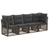vidaXL Ensemble de canap&eacute; de jardin 4 pc Gris polyrotin