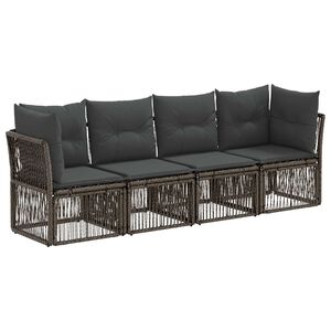 vidaXL Ensemble de canap&eacute; de jardin 4 pc Gris polyrotin