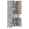 vidaXL Buffet haut Gris b&eacute;ton 69,5x34x180 cm Bois d'ing&eacute;nierie
