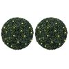 vidaXL Boules de buis artificielles avec lumi&egrave;res LED 2 pcs vert 52 cm
