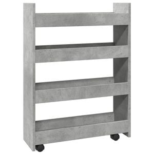 vidaXL Chariot de rangement &eacute;troit 4 niveaux gris b&eacute;ton
