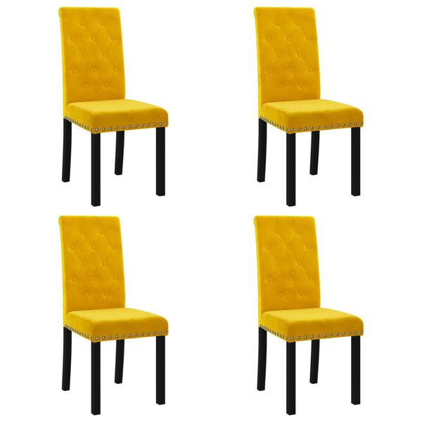 vidaXL Chaises &agrave; manger lot de 4 jaune velours