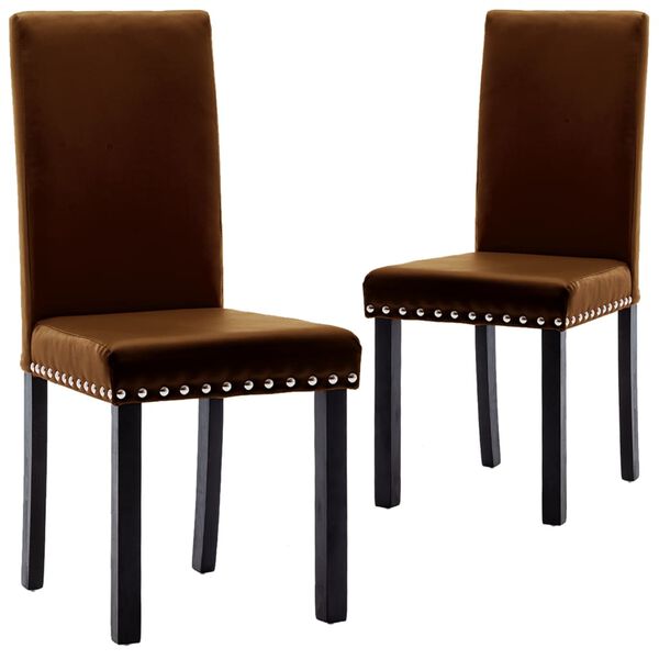 vidaXL Chaises &agrave; manger lot de 2 marron PVC
