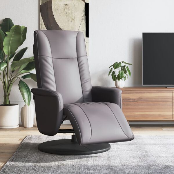 vidaXL Fauteuil inclinable avec repose-pieds gris similicuir