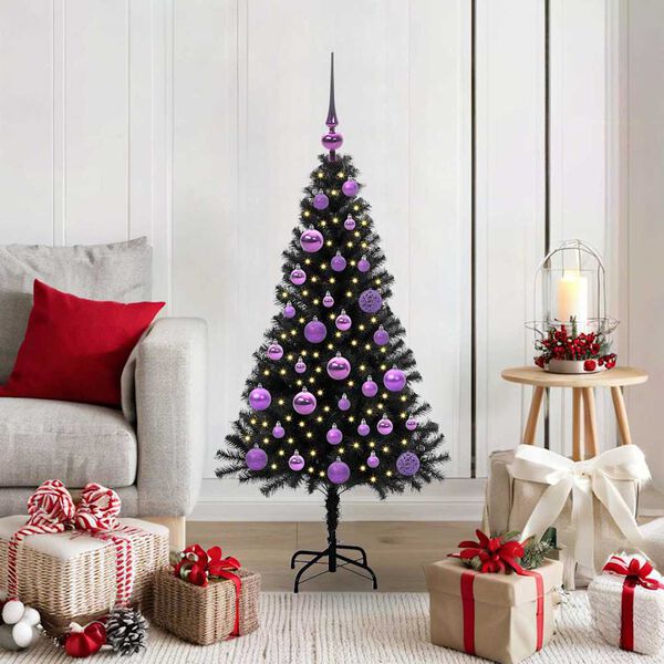 vidaXL Sapin de No&euml;l avec 150 LED avec support Noir 120 cm PVC