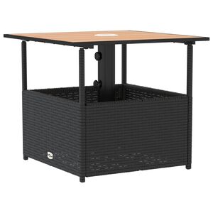 vidaXL Table de jardin avec trou de parasol noir r&eacute;sine tress&eacute;e