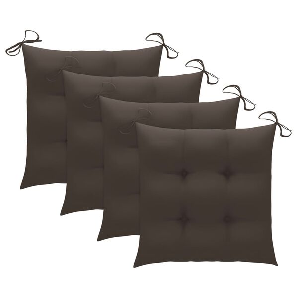 vidaXL Chaises de jardin et coussins taupe lot de 4 Bois teck massif