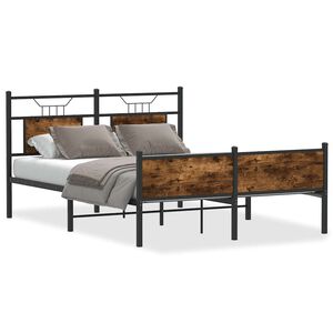 vidaXL Cadre de lit sans matelas ch&ecirc;ne fum&eacute; 137x190 cm bois ing&eacute;nierie