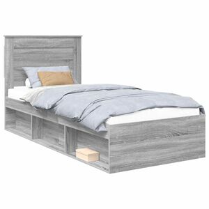 vidaXL Cadre de lit Gris Sonoma 100 x 200 cm Pin massif