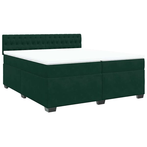 vidaXL Sommier &agrave; lattes de lit et matelas Vert fonc&eacute; 200x200cm Velours