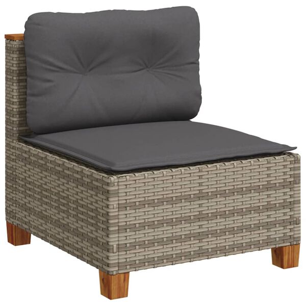vidaXL Salon de jardin 8 pcs avec coussins gris r&eacute;sine tress&eacute;e