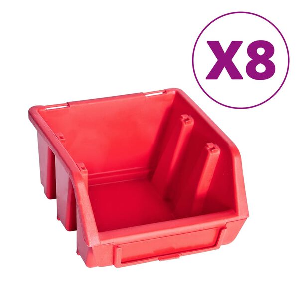 vidaXL Kit de bacs de stockage et panneaux muraux 39 pcs Rouge et noir