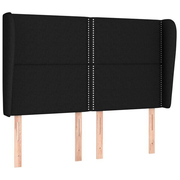 vidaXL T&ecirc;te de lit avec oreilles Noir 147x23x118/128 cm Tissu