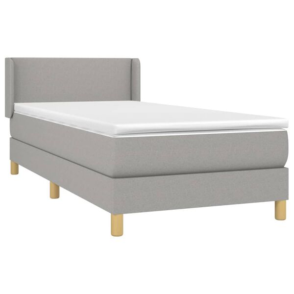vidaXL Sommier &agrave; lattes de lit avec matelas Gris clair 90x200 cm Tissu