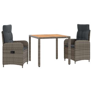 vidaXL Ensemble de repas ext&eacute;rieur 3 pc Gris clair et gris fonc&eacute;