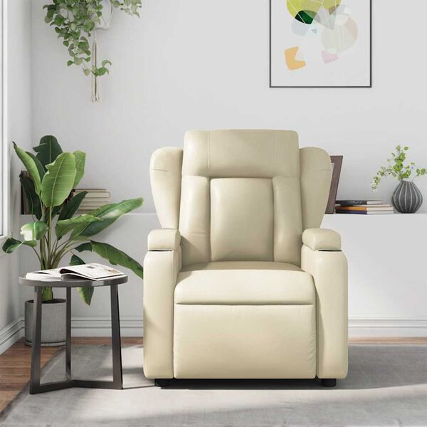 vidaXL Fauteuil inclinable de massage Crème Similicuir