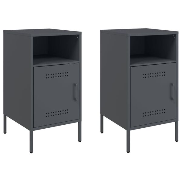 vidaXL Tables de chevet 2 pcs anthracite 36x39x68 cm acier