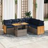 vidaXL Salon de jardin avec coussins 7 pcs gris r&eacute;sine tress&eacute;e acacia