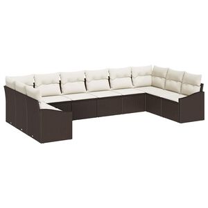 vidaXL Ensemble de Canap&eacute;s 10 pc Marron polyrotin