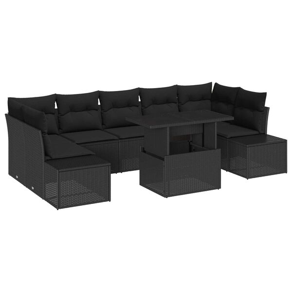 vidaXL Ensemble de canap&eacute; de jardin avec coussin 8 pcs Noir