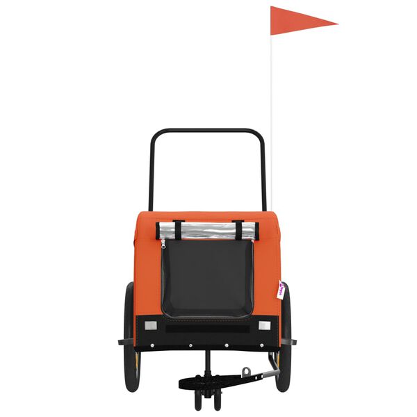 vidaXL Remorque de vélo pour animaux de compagnie orange et noir