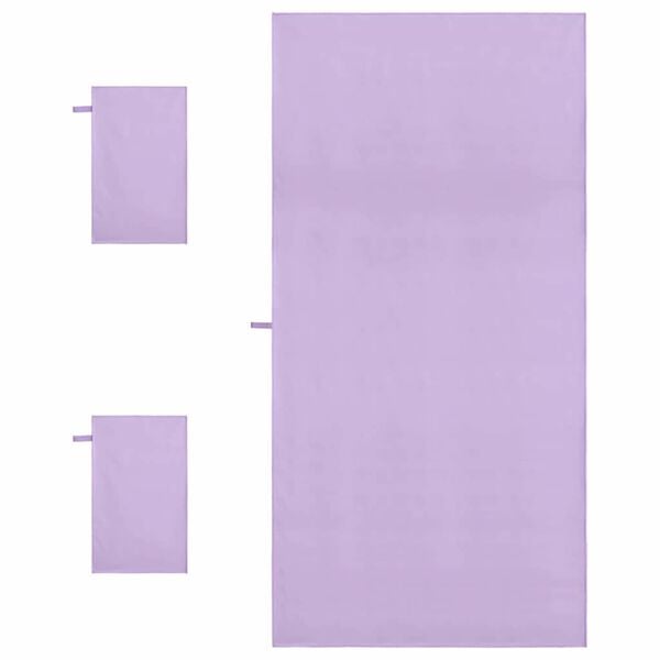 vidaXL Set de serviettes de sport 3 pcs Violet Polyester et Polyamide