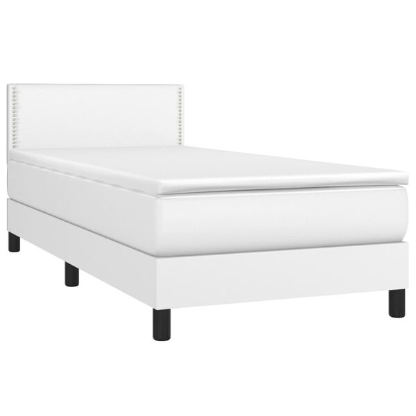 vidaXL Sommier &agrave; lattes de lit avec matelas et LED Blanc 90x200cm
