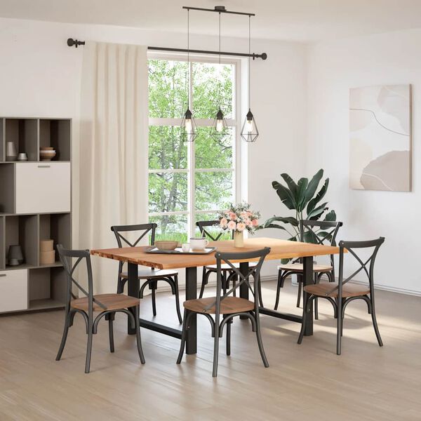 vidaXL Table &agrave; manger marron clair bois de ch&ecirc;ne massif rectangulaire