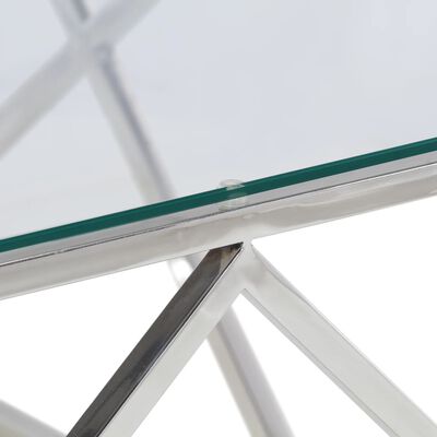 vidaXL Table basse argenté acier inoxydable et verre trempé