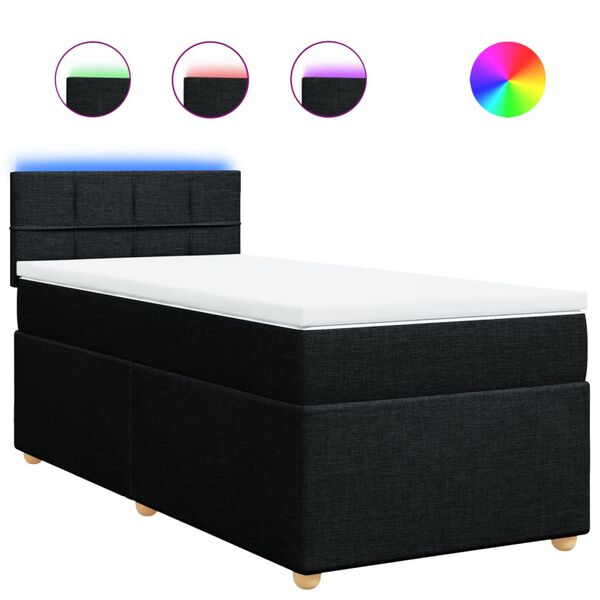 vidaXL Sommier &agrave; lattes de lit avec matelas Noir 100x200 cm Tissu
