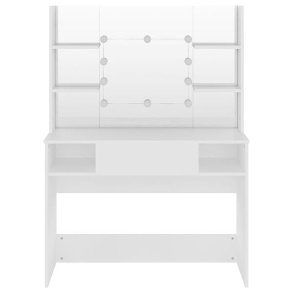 vidaXL Table de maquillage avec éclairage LED 100x40x135 cm MDF Blanc