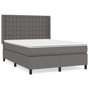 vidaXL Sommier &agrave; lattes de lit avec matelas Gris 140x190 cm Similicuir