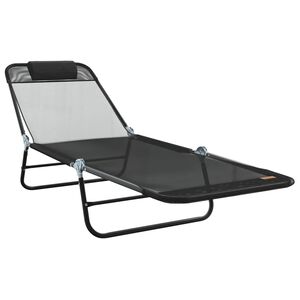 vidaXL Chaise longue pliante Noir 182 x 55 x 85,5 cm Textilène