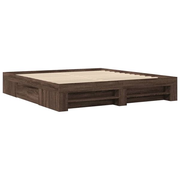 vidaXL Cadre de lit sans matelas ch&ecirc;ne marron 200x200 cm