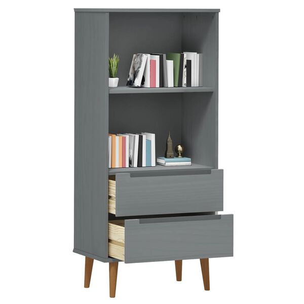 vidaXL Biblioth&egrave;que MOLDE Gris 60x35x133,5 cm Bois massif de pin