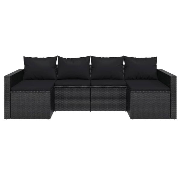 vidaXL Salon de jardin 2 pcs avec coussins Noir Résine tressée