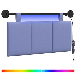 vidaXL T&ecirc;te de lit suspendue Avec lumi&egrave;re LED Bleu denim Tissu
