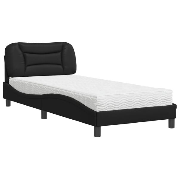vidaXL Lit avec matelas Hvar noir 90x190 cm similicuir
