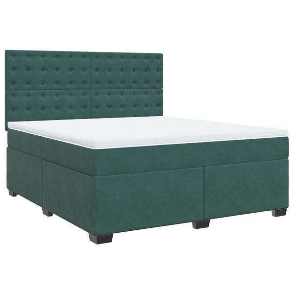 vidaXL Sommier &agrave; lattes de lit et matelas Vert fonc&eacute; 180x200cm Velours
