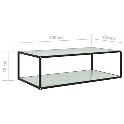 vidaXL Table basse Blanc 120x60x35 cm Verre trempé
