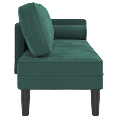 vidaXL Chaise longue avec coussins vert foncé velours