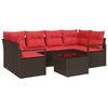 vidaXL Ensemble de canap&eacute; de jardin 7 pcs Beige et Rouge polyrotin