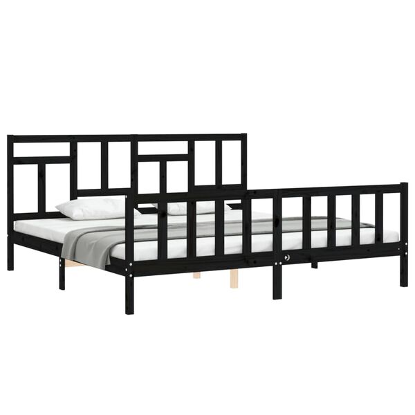 vidaXL Cadre de lit sans matelas noir 200x200 cm bois massif de pin