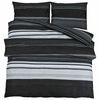 vidaXL 2 pi&egrave;ces 200 x 220 cm + 80 x 80 cm 100% Cotton Black Stripes