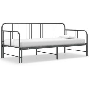 vidaXL Cadre de canap&eacute;-lit extensible sans matelas gris m&eacute;tal 90x200cm