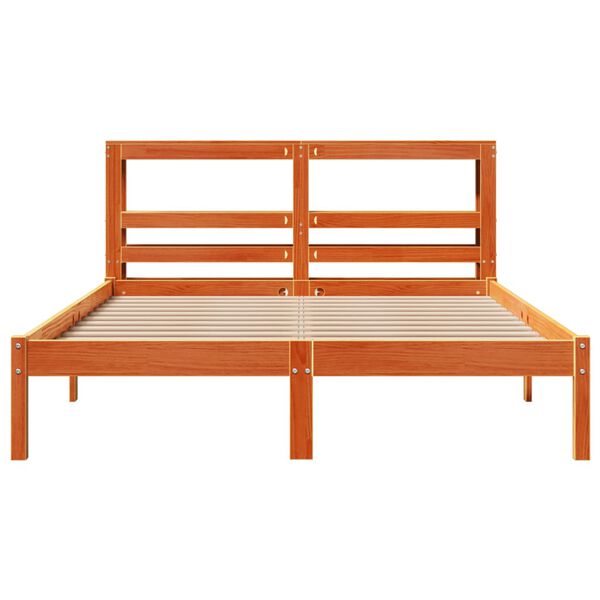 vidaXL Cadre de lit et tête de lit sans matelas cire marron 160x200 cm