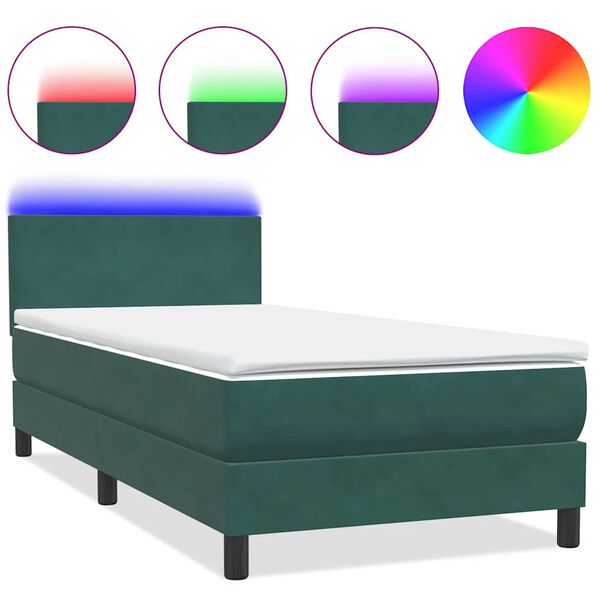 vidaXL Sommier &agrave; lattes de lit et matelas vert fonc&eacute; 80x210 cm velours